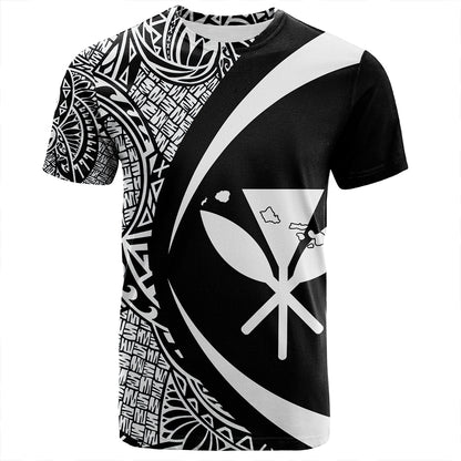 Hawaii T-Shirt Kanaka Maoli Hawaiian Map Lauhala White Circle