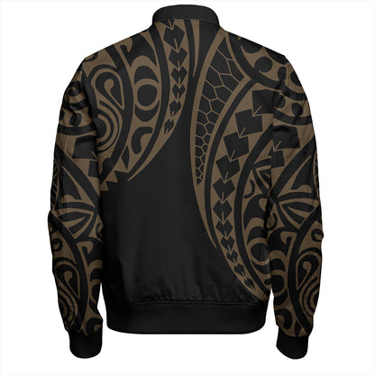 Hawaii Bomber Jacket Hawaiian Map Kakau Style Gold