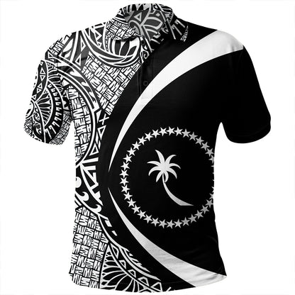 Chuuk Polo Shirt Coat Of Arm Lauhala White Circle