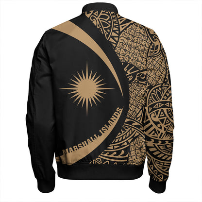 Marshall Islands Bomber Jacket Coat Of Arm Lauhala Gold Circle