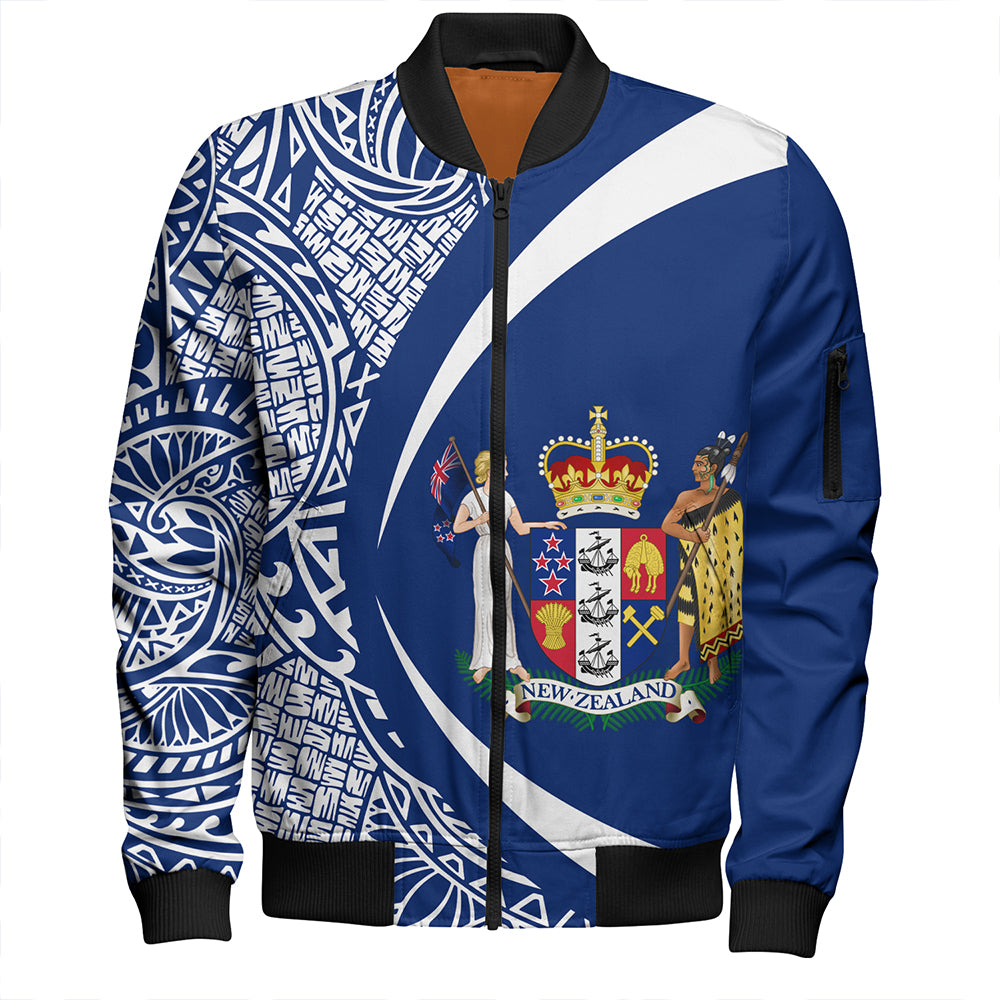 New Zealand Bomber Jacket Coat Of Arm Lauhala White Circle