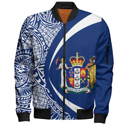 New Zealand Bomber Jacket Coat Of Arm Lauhala White Circle