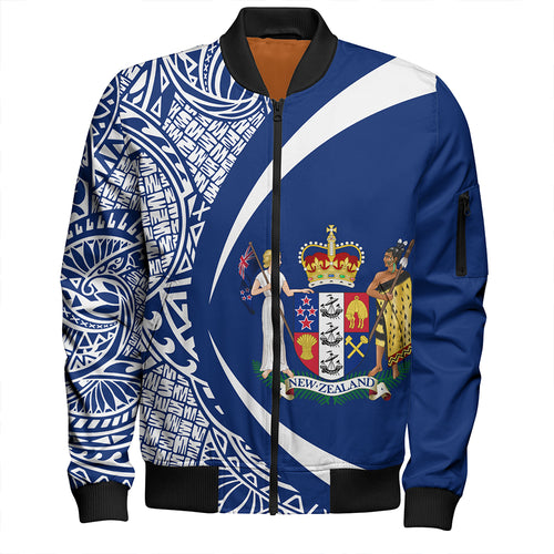 New Zealand Bomber Jacket Coat Of Arm Lauhala White Circle