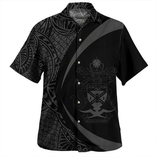 Solomon Islands Hawaiian Shirt Coat Of Arm Lauhala Gray Circle