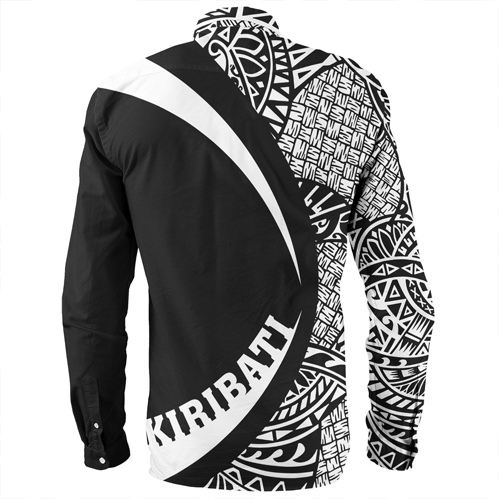 Kiribati Long Sleeve Shirt Coat Of Arm Lauhala White Circle