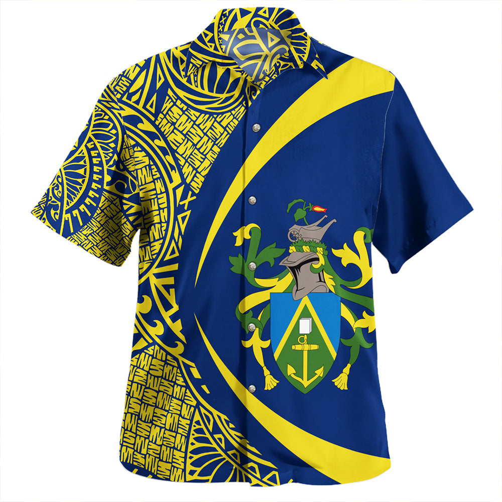 Pitcairn Islands Hawaiian Shirt Coat Of Arm Lauhala Circle