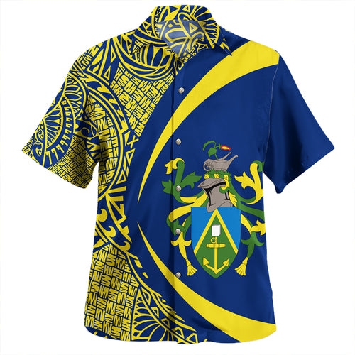 Pitcairn Islands Hawaiian Shirt Coat Of Arm Lauhala Circle