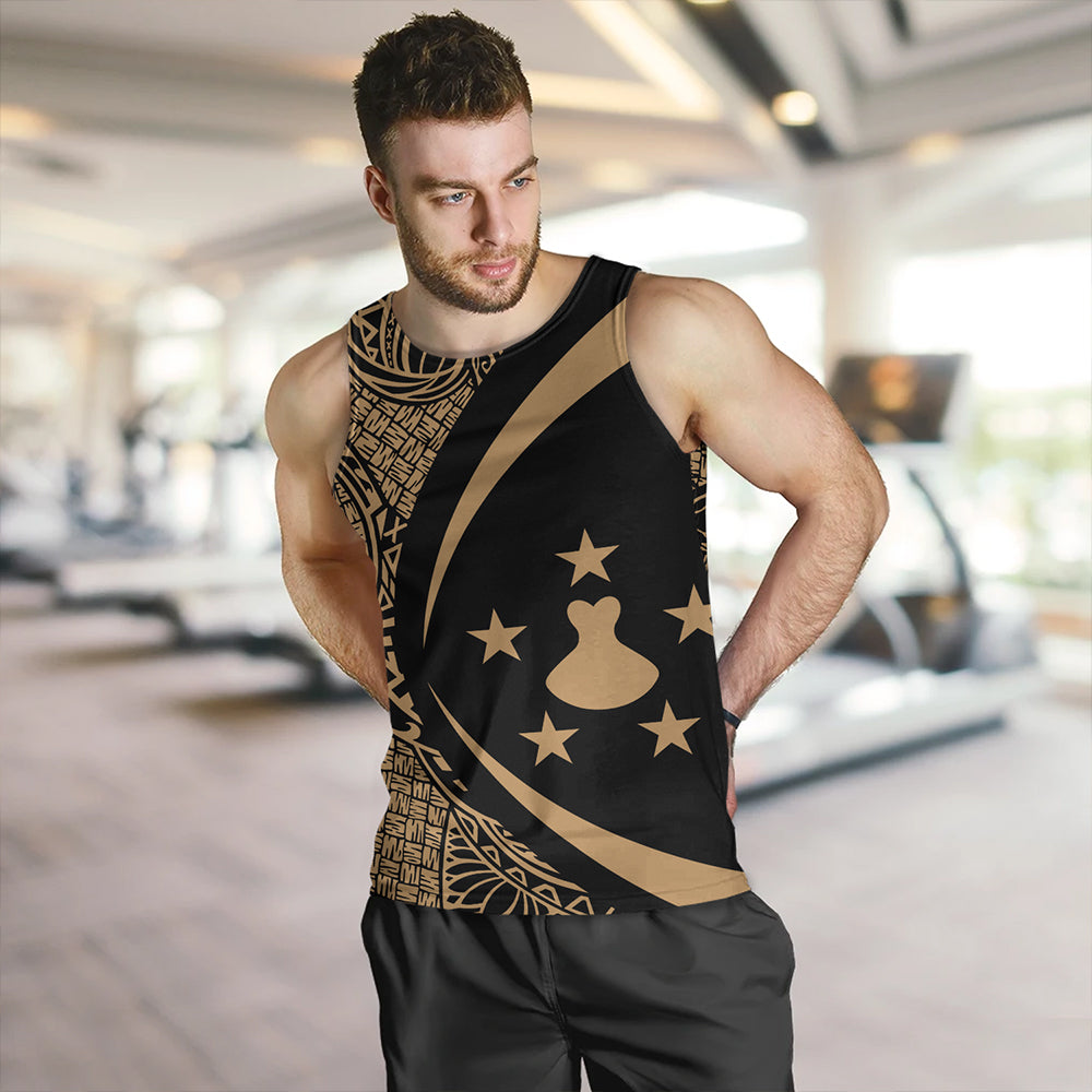 Austral Islands Tank Top Coat Of Arm Lauhala Gold Circle