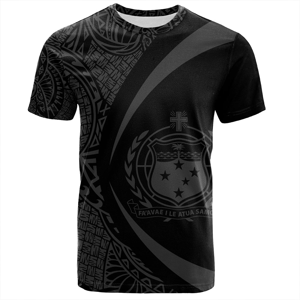 Samoa T-Shirt Coat Of Arm Lauhala Gray Circle