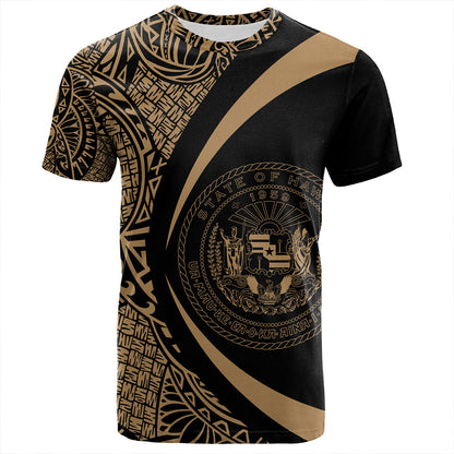 Hawaii T-Shirt Coat Of Arm Lauhala Gold Circle