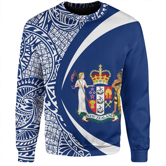 New Zealand Sweatshirt Coat Of Arm Lauhala White Circle