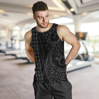 Hawaii Tank Top Hawaiian Map Kakau Style Gray