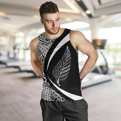 New Zealand Tank Top Silver Fern Lauhala White Circle