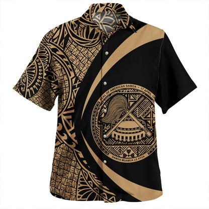 Samoa Hawaiian Shirt American Samoa Coat Of Arm Lauhala Gold Circle