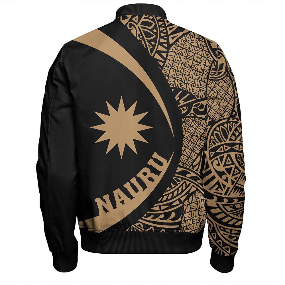 Nauru Bomber Jacket Coat Of Arm Lauhala Gold Circle