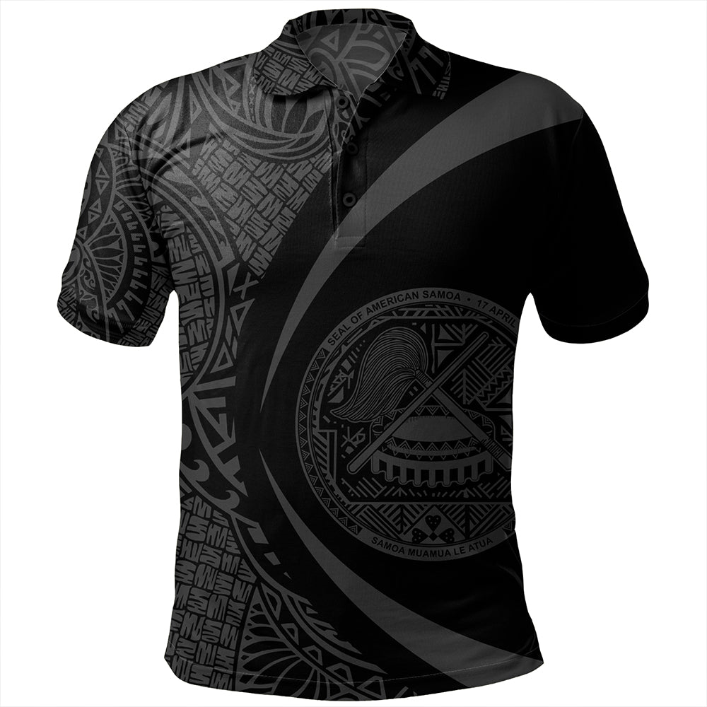 Samoa Polo Shirt American Samoa Coat Of Arm Lauhala Gray Circle