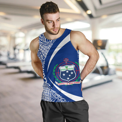 Samoa Tank Top Coat Of Arm Lauhala Rugby Circle