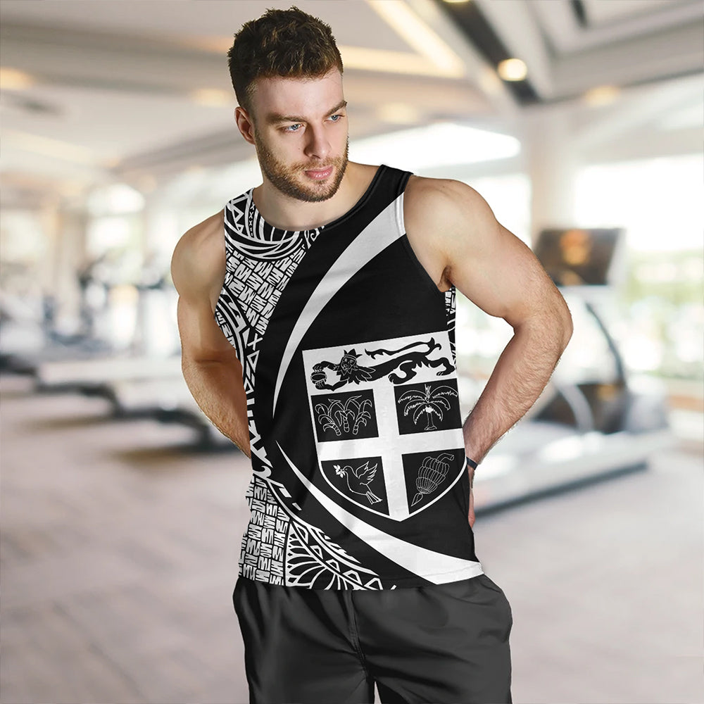 Fiji Tank Top Coat Of Arm Lauhala White Circle