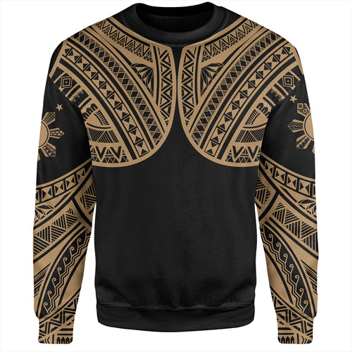 Philippines Sweatshirt Sun Star Warrior Style Gold