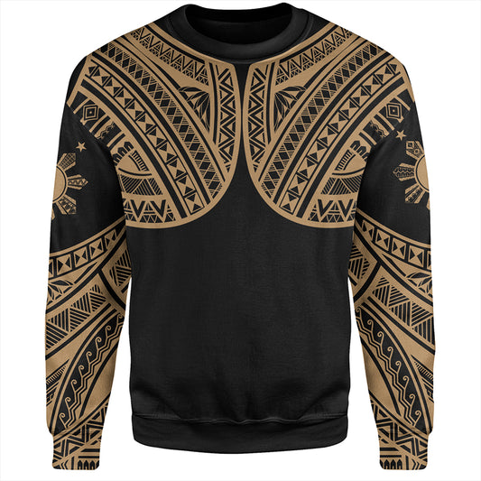 Philippines Sweatshirt Sun Star Warrior Style Gold