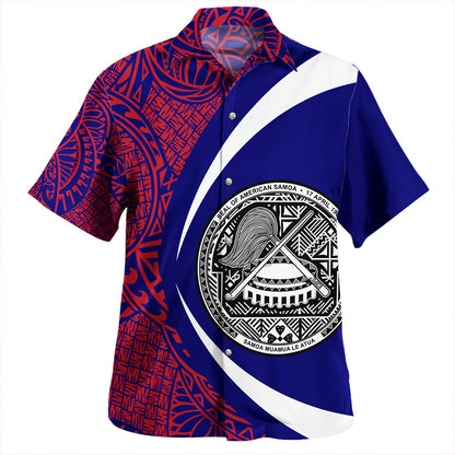 Samoa Hawaiian Shirt American Samoa Coat Of Arm Lauhala Circle