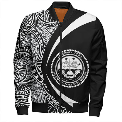 Federated States of Micronesia Bomber Jacket Coat Of Arm Lauhala White Circle