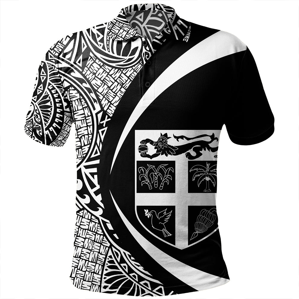 Fiji Polo Shirt Coat Of Arm Lauhala White Circle