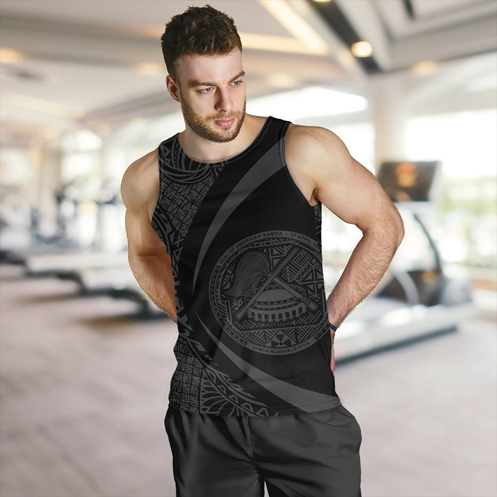 Samoa Tank Top American Samoa Coat Of Arm Lauhala Gray Circle