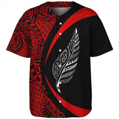 New Zealand Baseball Shirt Silver Fern Maori Flag Lauhala Circle