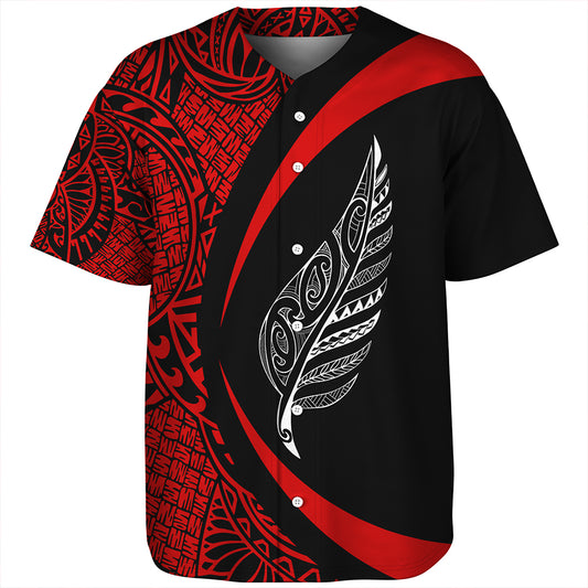 New Zealand Baseball Shirt Silver Fern Maori Flag Lauhala Circle