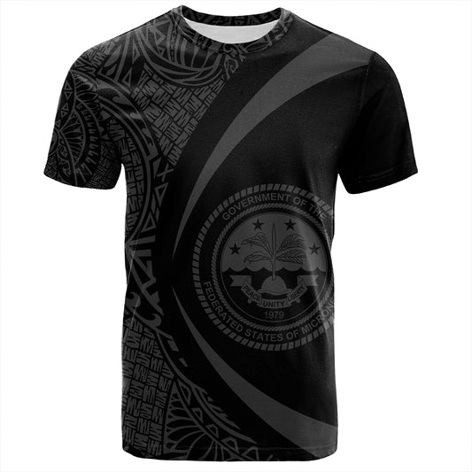 Federated States of Micronesia T-Shirt Coat Of Arm Lauhala Gray Circle
