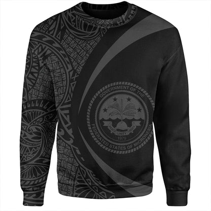 Federated States of Micronesia Off Shoulder Sweatshirt Coat Of Arm Lauhala Gray Circle