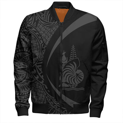 New Caledonia Bomber Jacket Coat Of Arm Lauhala Gray Circle