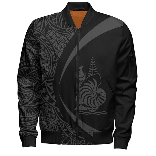 New Caledonia Bomber Jacket Coat Of Arm Lauhala Gray Circle