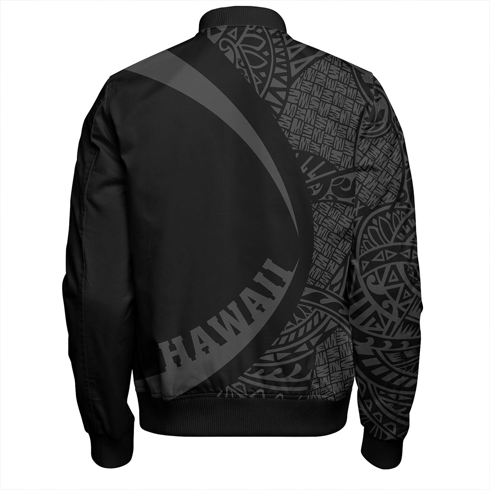 Hawaii Bomber Jacket Kanaka Maoli Hawaiian Map Lauhala Gray Circle