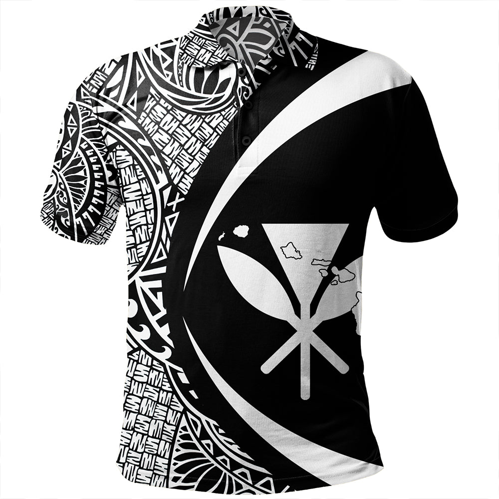 Hawaii Polo Shirt Kanaka Maoli Hawaiian Map Lauhala White Circle
