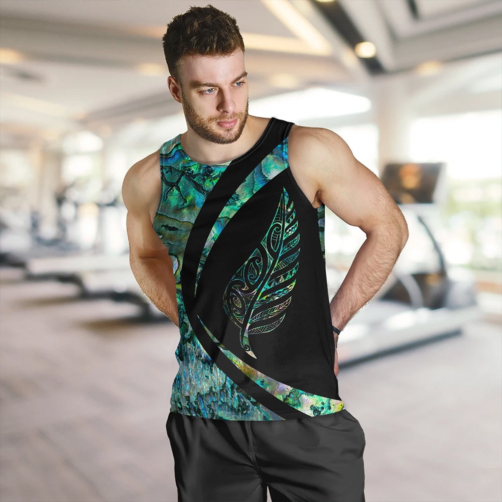 New Zealand Tank Top Silver Fern Papua Shell Circle