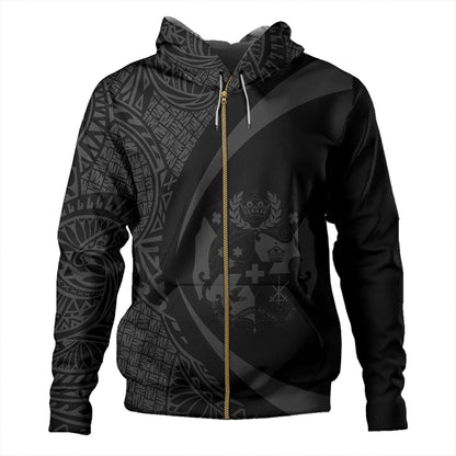 Tonga Hoodie Coat Of Arm Lauhala Gray Circle