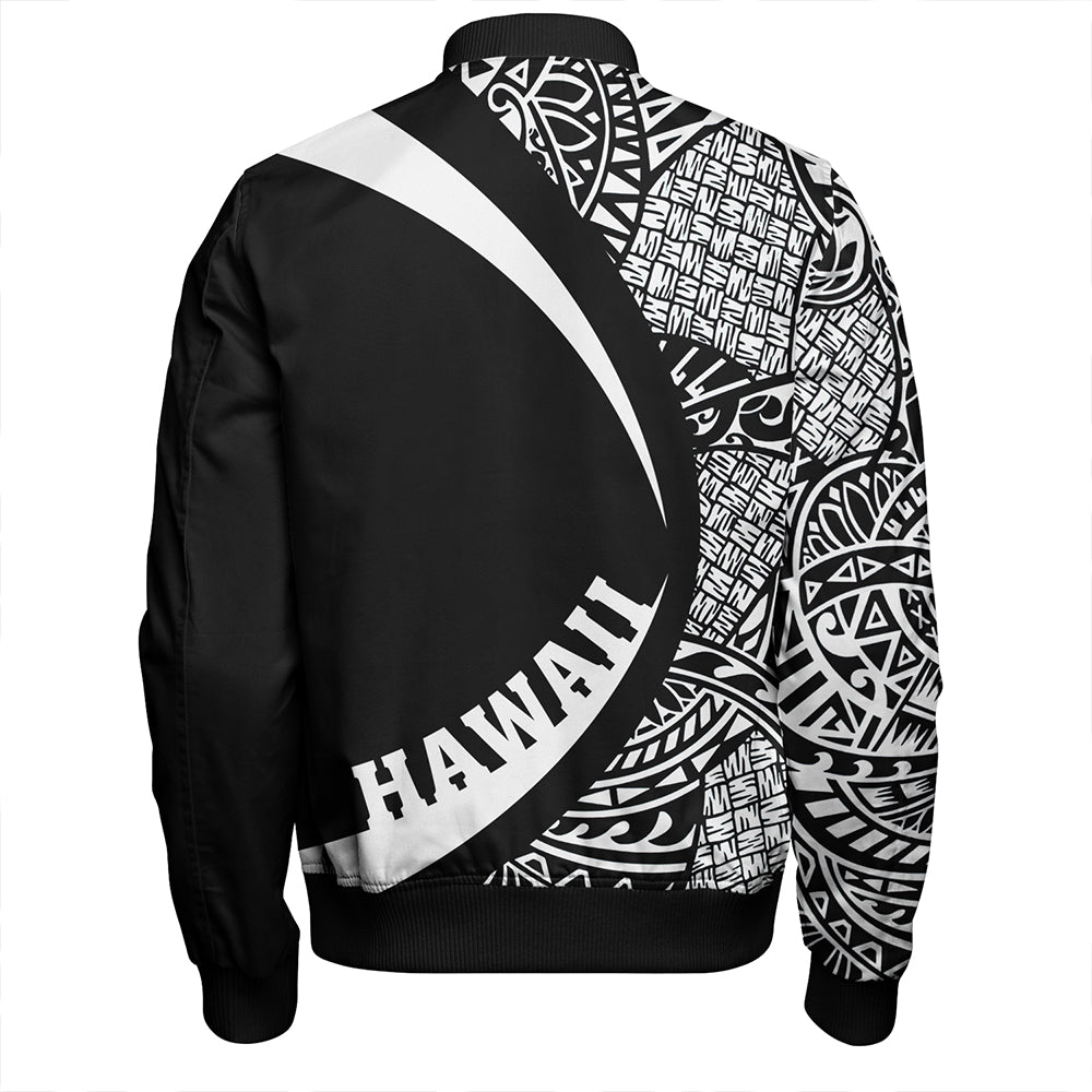 Hawaii Bomber Jacket Kanaka Maoli Hawaiian Map Lauhala White Circle
