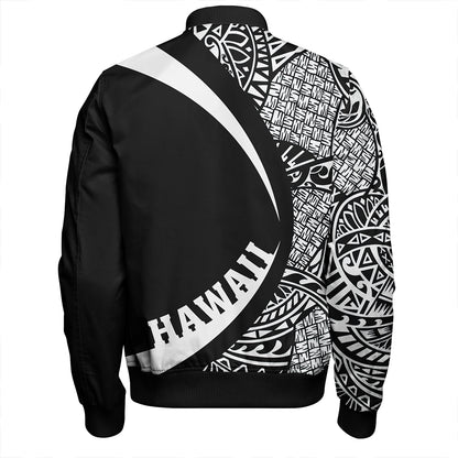 Hawaii Bomber Jacket Kanaka Maoli Hawaiian Map Lauhala White Circle
