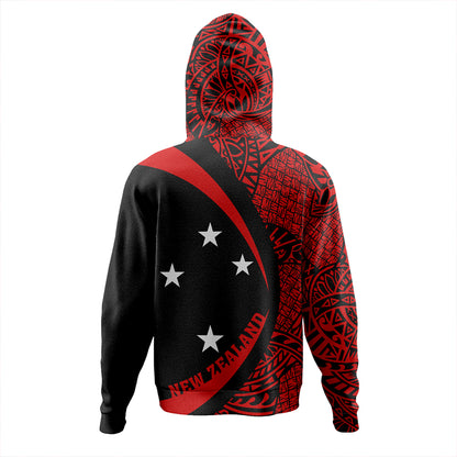 New Zealand Hoodie Silver Fern Maori Flag Lauhala Circle
