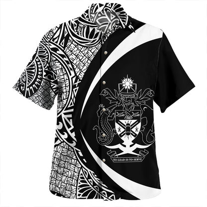 Vanuatu Hawaiian Shirt Coat Of Arm Lauhala Circle