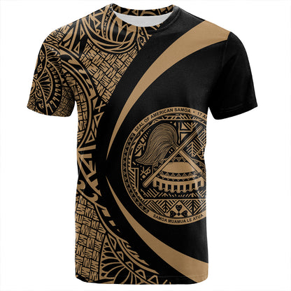 Samoa T-Shirt American Samoa Coat Of Arm Lauhala Gold Circle