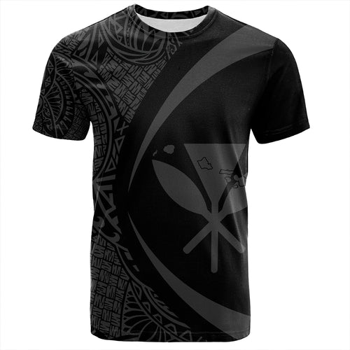 Hawaii T-Shirt Kanaka Maoli Hawaiian Map Lauhala Gray Circle