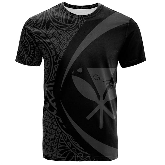 Hawaii T-Shirt Kanaka Maoli Hawaiian Map Lauhala Gray Circle