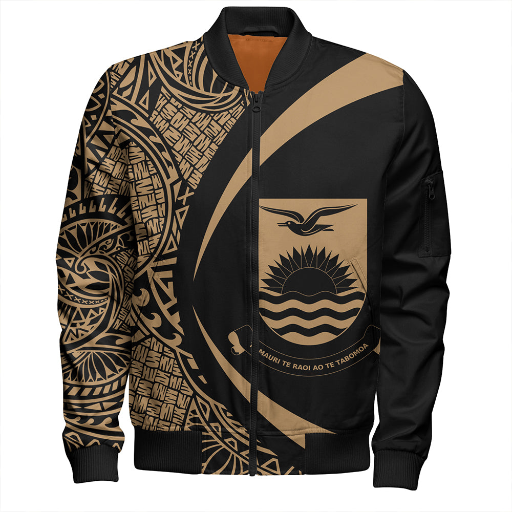 Kiribati Bomber Jacket Coat Of Arm Lauhala Gold Circle