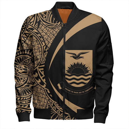 Kiribati Bomber Jacket Coat Of Arm Lauhala Gold Circle