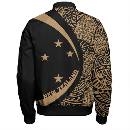 New Zealand Bomber Jacket Silver Fern Lauhala Gold Circle