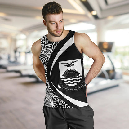 Kiribati Tank Top Coat Of Arm Lauhala White Circle