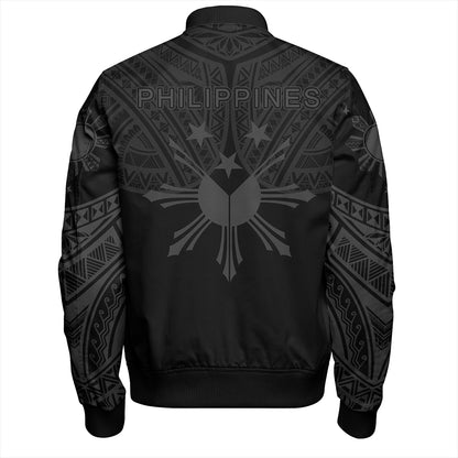 Philippines Bomber Jacket Sun Star Warrior Style Gray